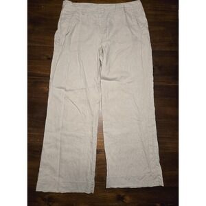 LTS Long Tall Sally Size 16 Khaki Oat 100% Linen Wide Leg Pants Trousers 39x33"